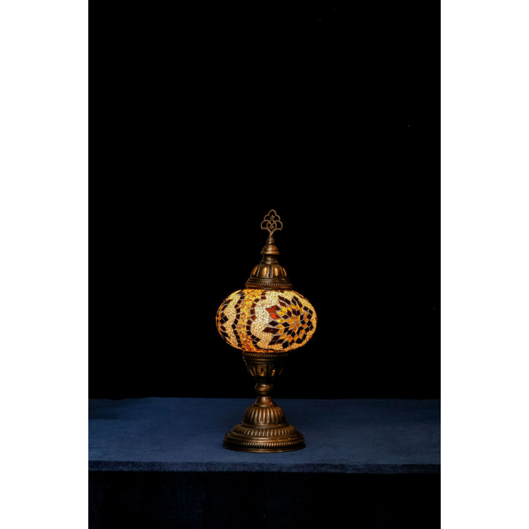 Table lamp, brown/white mosaic, diameter 15 cm